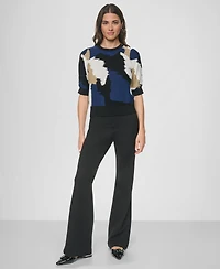 Dkny Women's Printed Puff-Sleeve Sweater