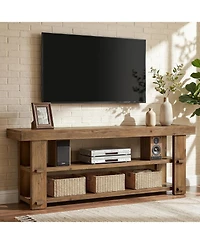 Tribesigns Solid Wood Tv Stand for TVs Up to 70": Farmhouse entertainment center with 2-tier shelves.55" media console for living room,bedroom.