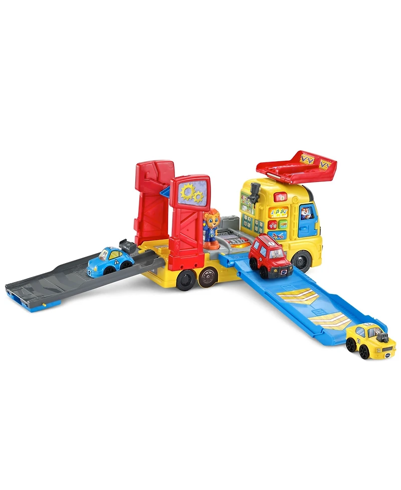 VTech 3-in-1 Race & Repair Hauler Interactive Learning Vehicle Playset with Car Recognition, Counting & Repair Shop Modes, Ages 12–36 Months