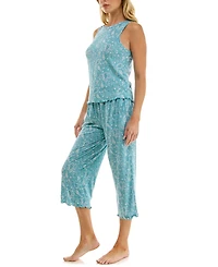 Roudelain Women's Variegated Rib Tank Top & Pants, 2-Piece Set