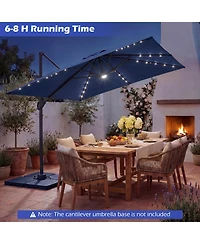 Sugift 10 feet Solar Led Cantilever Patio Umbrella for Pool Deck with 32 Lights