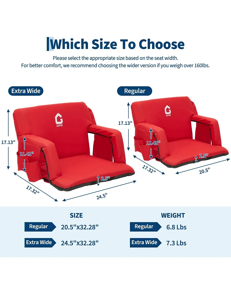 gaomon 2-Pack Portable Inch Folding Reclining Stadium Seats