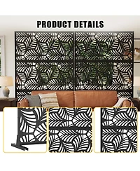 gaomon 47 x 72 Inch Freestanding Metal Privacy Screen Petal Pattern Room Divider Indoor Outdoor for Patio Garden