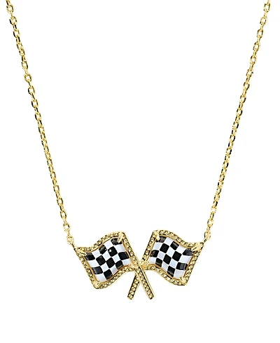 Kendra Scott 14k Gold-Plated Checkered Flag Short Pendant Necklace