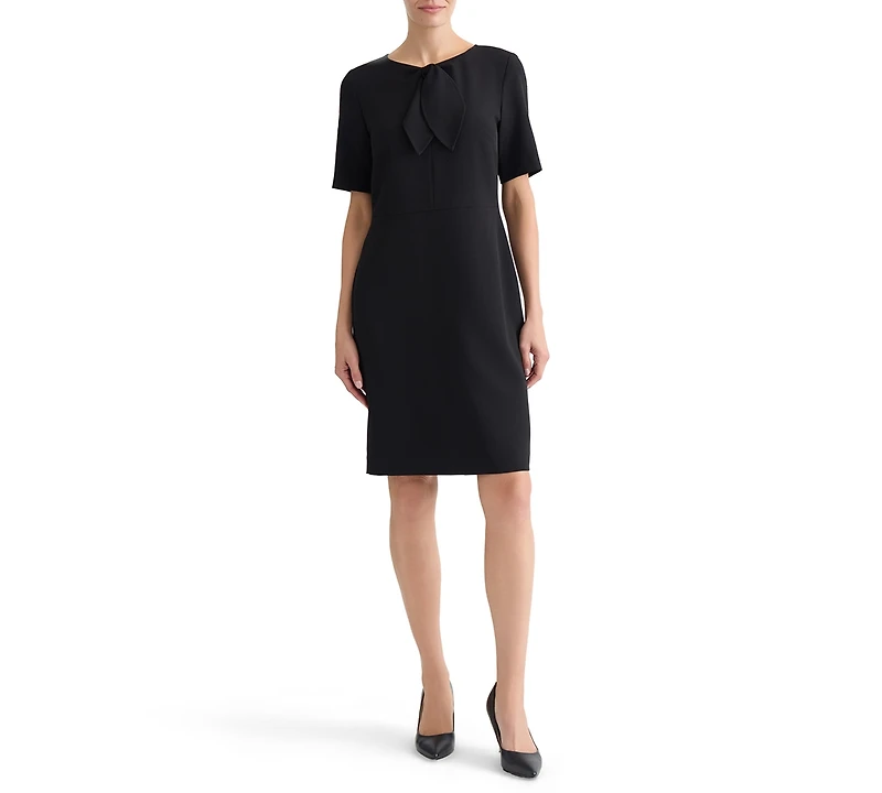 Kasper Women's Tie-Neck Short-Sleeve Sheath Dress
