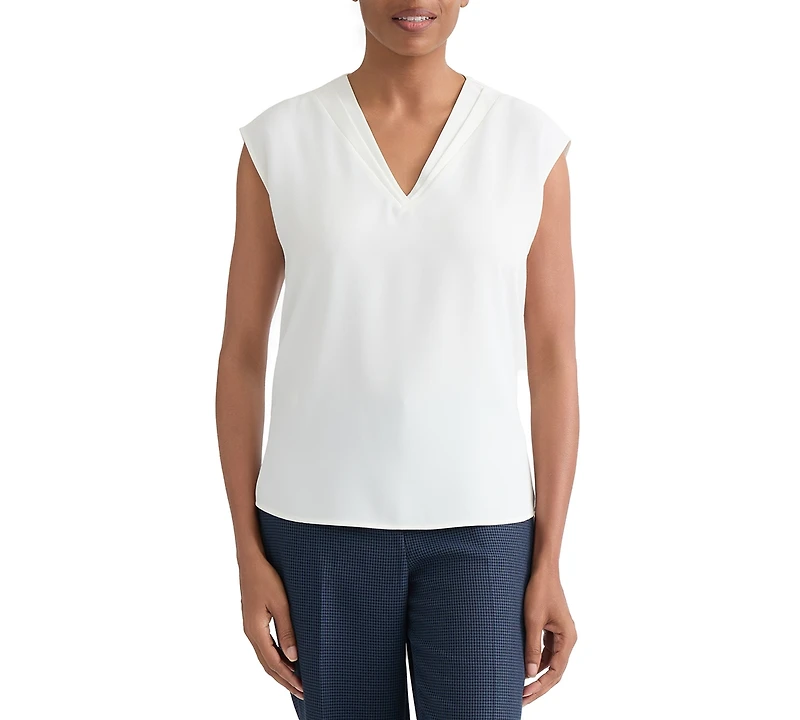 Kasper Women's Pleat-Neck Sleeveless Blouse