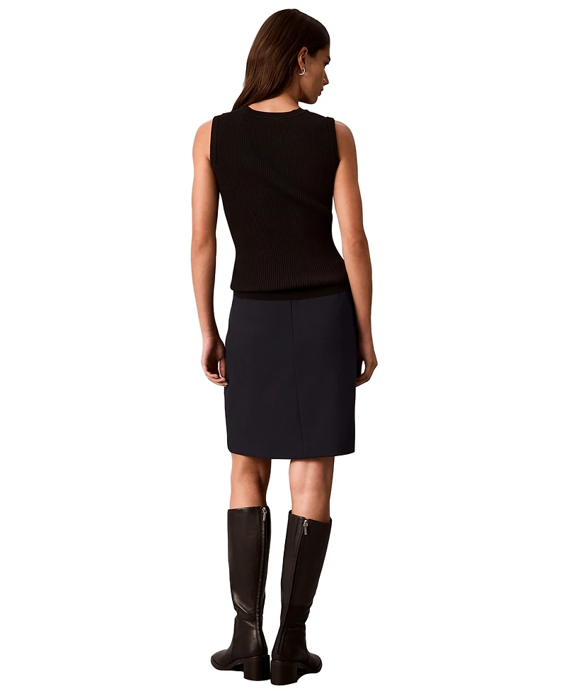 Calvin Klein Petite A-Line Twill Knee-Length Skirt