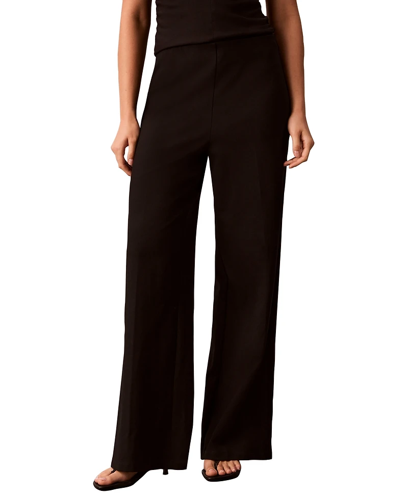 Calvin Klein Petite High-Rise Wide-Leg Pants