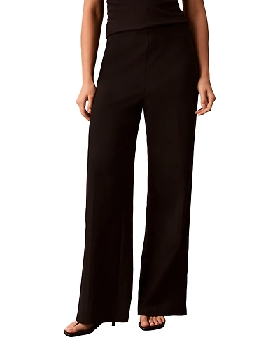 Calvin Klein Petite High-Rise Wide-Leg Pants