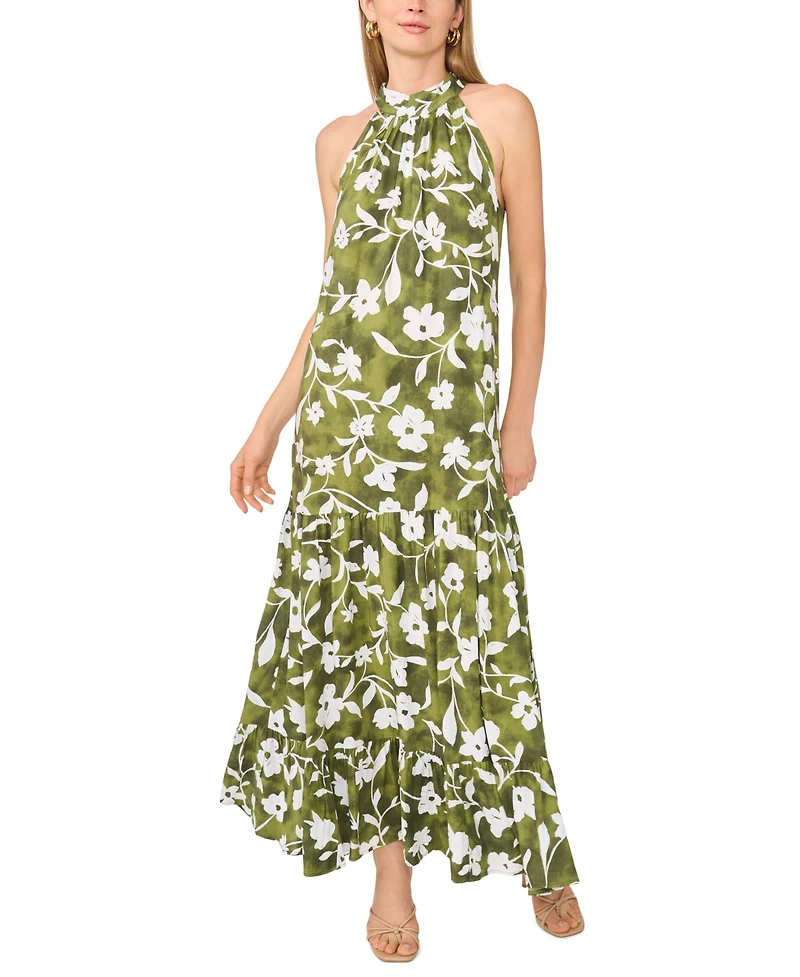 Msk Women's Floral Halter Challis Dress