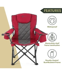 Arrowhead Outdoor 2-Pack Folding Camp Chair w/ Headrest, Cup and Wine Glass Holder, Armrest 6-can Cooler, Carry Bag, 550 lbs Capacity