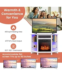 Costway Fireplace Tv Stand with Led Lights and 18" Electric Fireplace for Tvs up to 50"