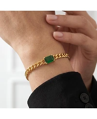 Rachel Glauber 14K Gold Plated with Green Cubic Zirconia Chain Bracelet