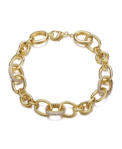 Rachel Glauber 14k Gold Plated with Cubic Zirconia Tubular Cable Link Love Knot Bracelet