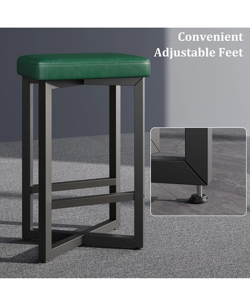homfan Counter Height Bar Stool Set with Pu Padded Seat and Metal Frame for Kitchen Island Dining