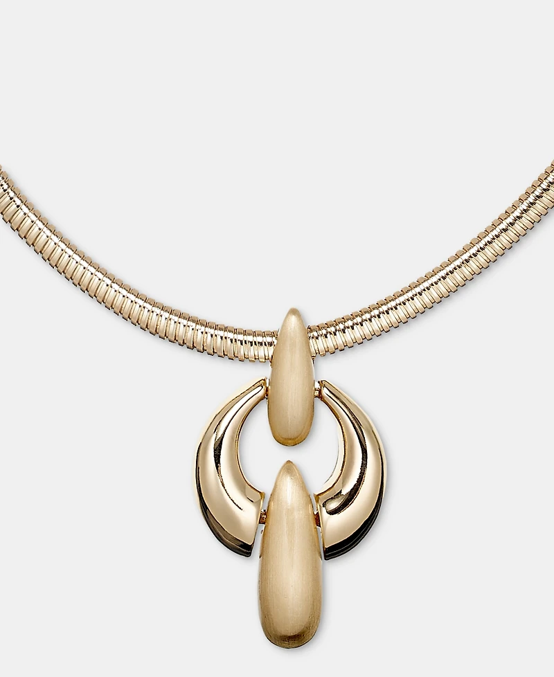Anne Klein Puffy Linked Pendant Necklace, 16" + 3" extender