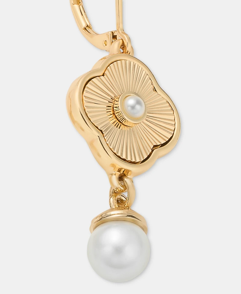 Anne Klein Imitation Pearl Quartofoil Drop Earrings