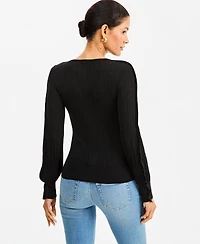 I.n.c. International Concepts Women's Ruffle-Trim Rib-Knit Sweater, Macy's Exclusive