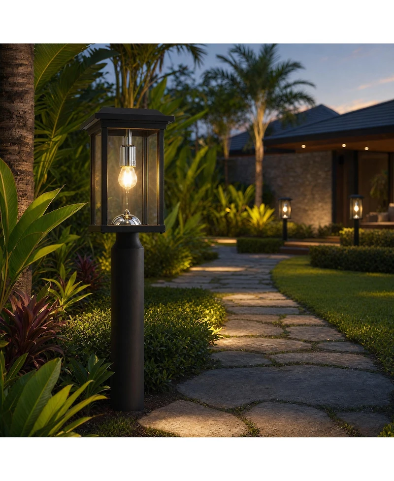 Midola Outdoor Post Lights with Pier Mount Base, Anti-Rust Black Pillar Lights Fixtures, Waterproof Hardwired Aluminum Exterior Pole Lamps