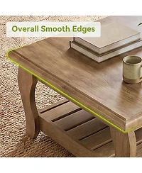 Tribesigns 31.5" Square Coffee Table, 2-Tier Farmhouse Living Room Center Table with Lower Shelf, 31.5" D x 31.5" W, for Apartments, Living Rooms