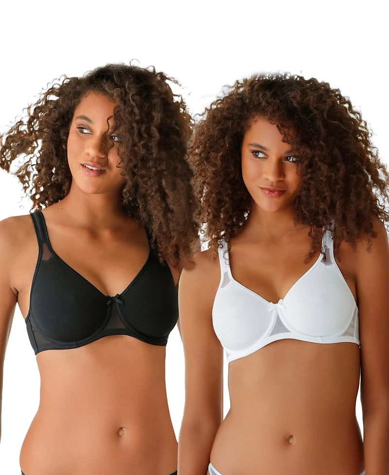 Lascana Women's 2 Pack Sheer Accent T-Shirt Bras