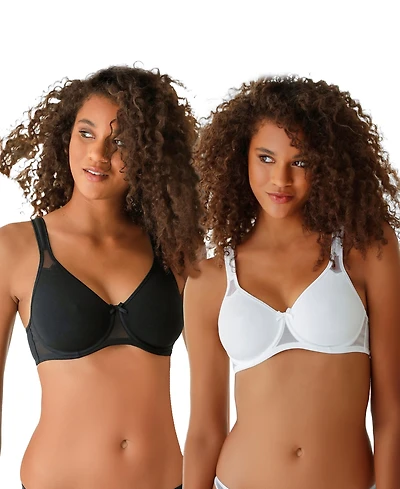 Lascana Women's 2 Pack Sheer Accent T-Shirt Bras