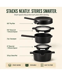 Alva Neat 5-Piece Nesting Cookware Set - Stackable Nonstick Pots & Pans Space-Saving Design for Apartments, RVs Compact Storage