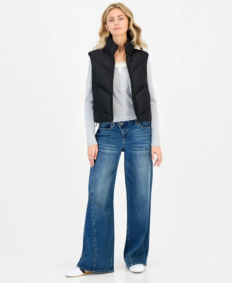 Madden Girl Juniors' Mitered-Quilted Puffer Vest