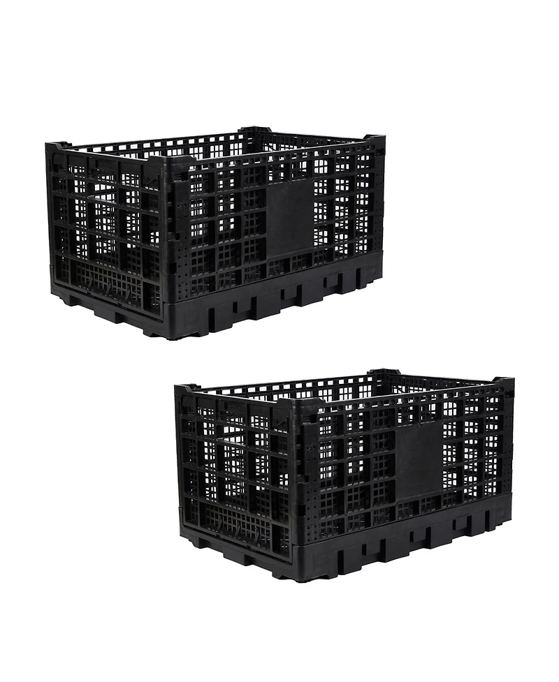 Gaomon 2PCS Stackable Collapsible Heavy Duty Plastic Storage Organizer Crate for Outdoor Office, Home, School, Camping