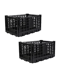 Gaomon 2PCS Stackable Collapsible Heavy Duty Plastic Storage Organizer Crate for Outdoor Office, Home, School, Camping