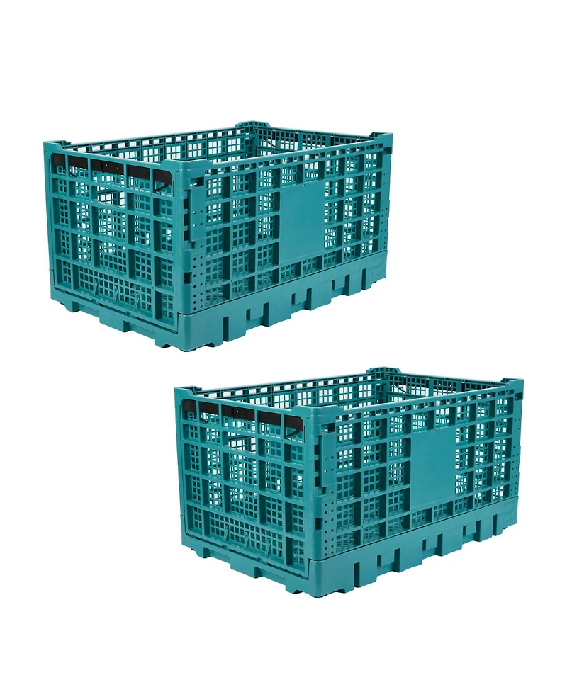 gaomon 2Pieces Stackable Collapsible Heavy Duty Plastic Storage Organizer Crate for Outdoor Office, Home, School, Camping