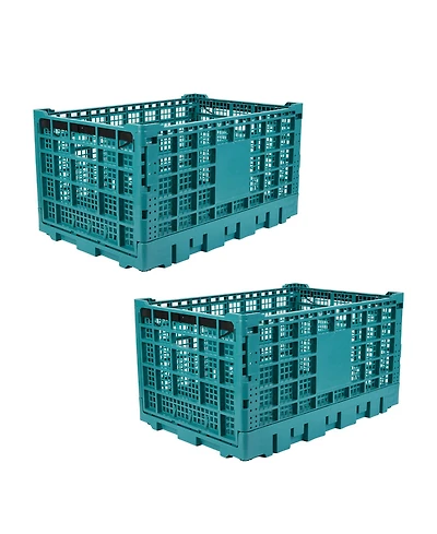 gaomon 2Pieces Stackable Collapsible Heavy Duty Plastic Storage Organizer Crate for Outdoor Office, Home, School, Camping