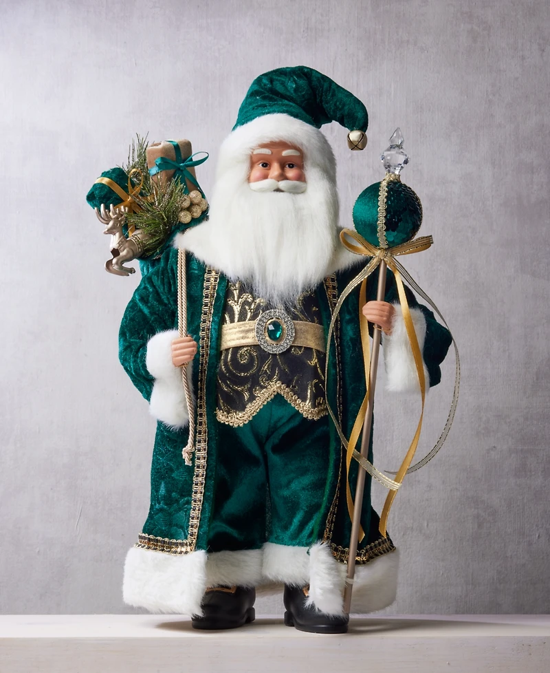 Holiday Lane Opulence Standing Santa with Gift Bag and Scepter, Macy's Exclusive