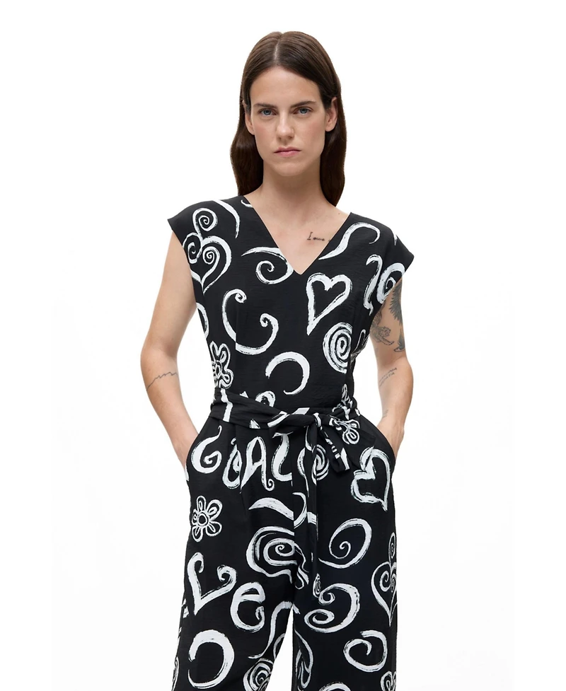 Desigual Women's Printed Letter Jumpsuit