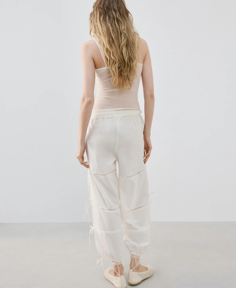 Mango Women's Bows Baggy Cotton Pants