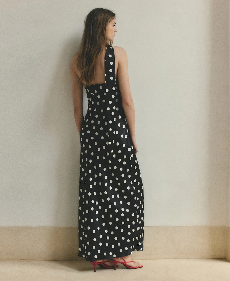 Mango Women's Polka-Dot Satin-Finish Dress