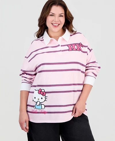 Love Tribe Trendy Plus Hello Kitty Striped Rugby Shirt