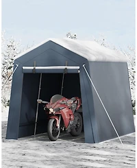 homfan 7x10 ft Portable Outdoor Storage Shed, Waterproof and Uv-Resistant Garage Tent with Roll Up Doors for Motorcycle, Bike, Equipment