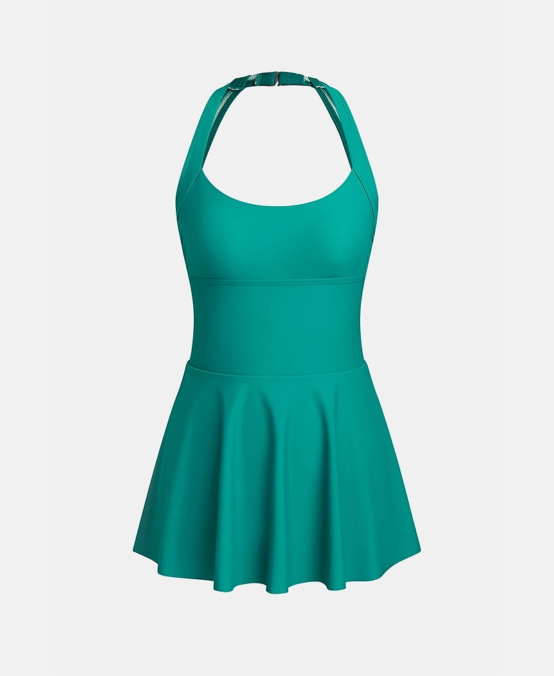 Cupshe Women's Scoop Neck Open Back One Piece Swimdress