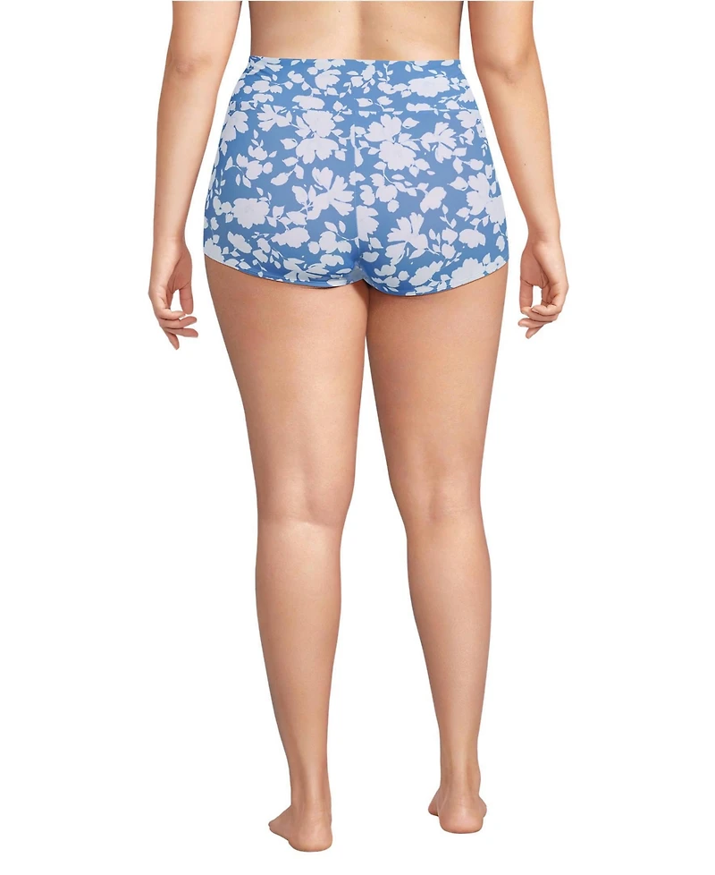 Lands' End Women's Tugless High Waisted Swim Boy Shorts