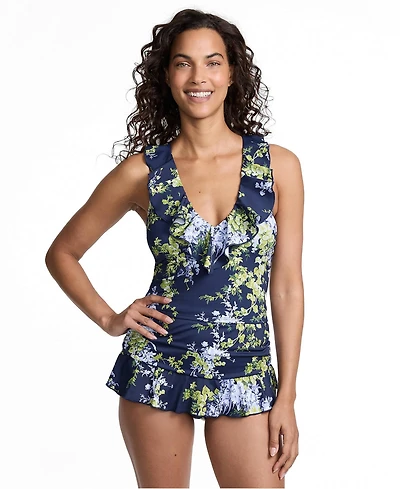 Lands' End Women's Ruffle Midkini Top and High Waisted Bottom Swimsuit Set