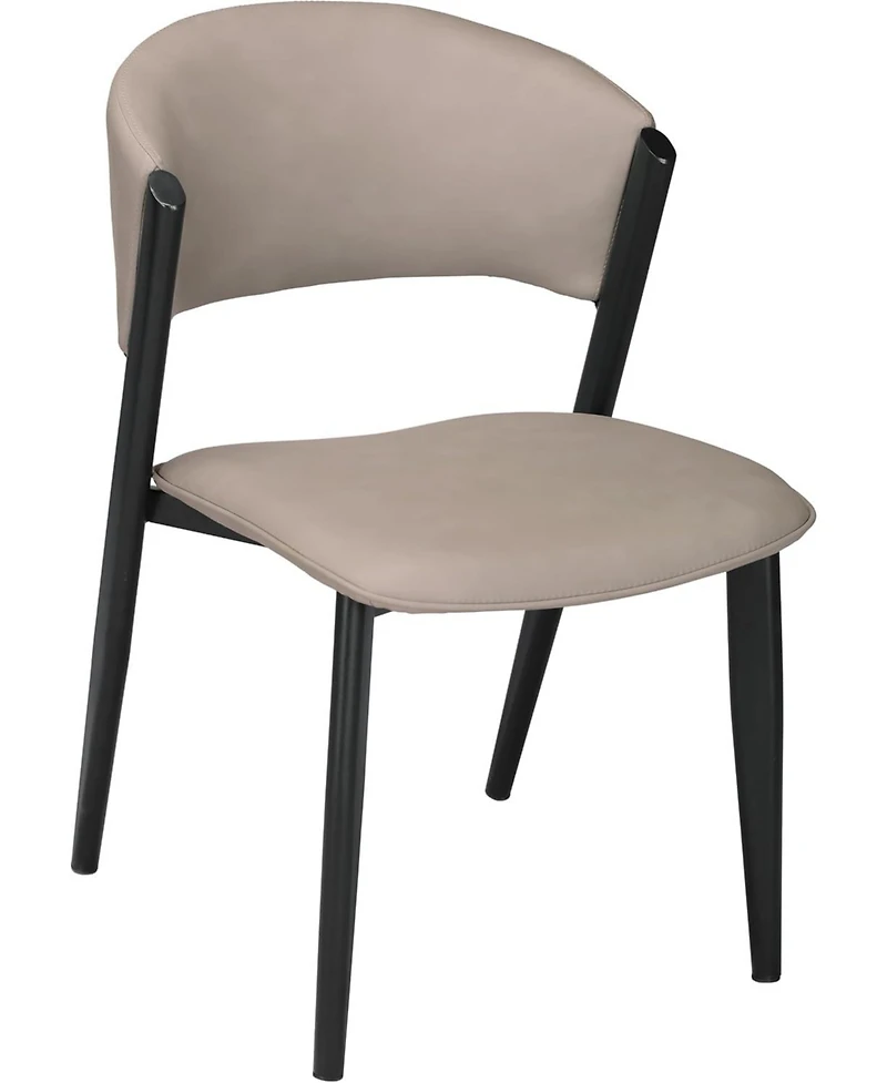 LeisureMod Aspen Modern Dining Chairs Set of 2 Leather Kitchen Side Chair - Open Back and Curved Design, Iron Legs, Accent Seating for Room