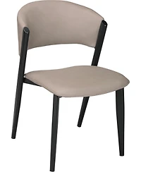 LeisureMod Aspen Modern Dining Chairs Set of 2 Leather Kitchen Side Chair - Open Back and Curved Design, Iron Legs, Accent Seating for Room
