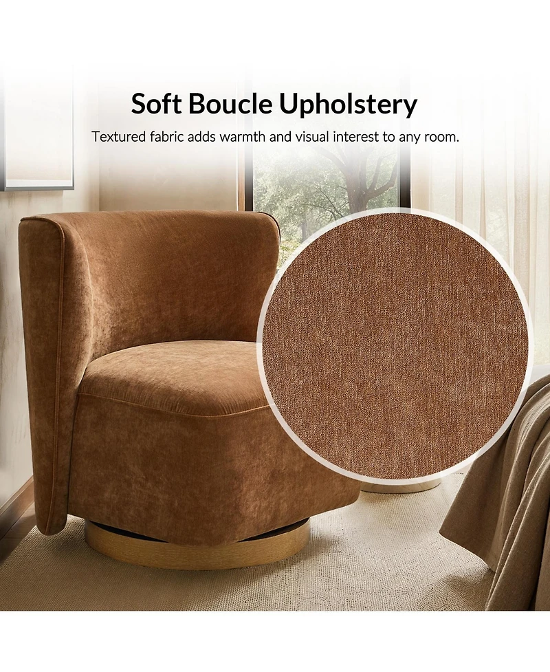 Hulala Home Haze Modern Boucle Upholstered Wingback Swivel Barrel Chair with Fully Assembled