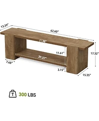 Tribesigns Wood Entryway Bench: 63" end of bed bench with storage shelf. Farmhouse shoe bench for entryway, dining room, hallway.