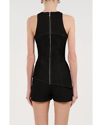 Nocturne Women's Halter Neck Denim Bustier Top