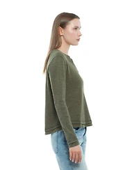 Wilt Women's Long Sleeve Henley Mock Tee