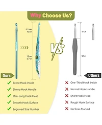 Aeelike Crochet Hooks Set, 3.0mm-6.0mm Ergonomic Crochet Hooks with Long Floral Handle, Super Shiny, Unique for Diy Crafts, Blanket, Sweaters