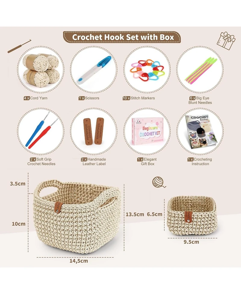 Aeelike 27Pieces Crochet Basket Kit