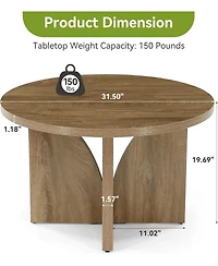 Tribesigns Round Coffee Table: 31.5" circle center table for living room, modern wooden table for small space, easy assembly.